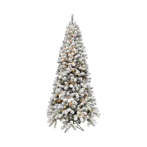 Fraser Hill Farm 9-Ft. Flocked Alaskan Pine Christmas Tree wit