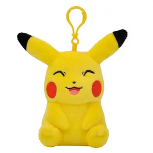 Pokemon Plush Keychain - Yellow Character with Black Eyes, Red Eyes, and Smiling Face, Soft Plush Material, Ideal for Collectors and Fans