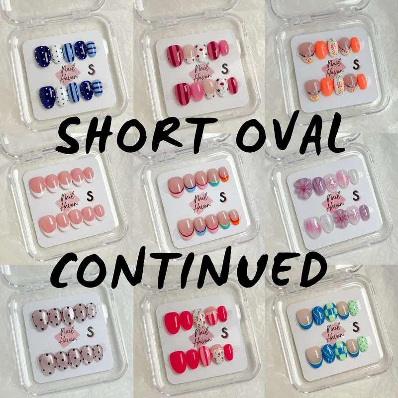 NailHaven| Short Oval Continued  Collection| short length 17mm handmade press on  nails| oval shape nails| Acrylic Fake Nails Handmade High Quality 10 Pcs Reusable Nail Art