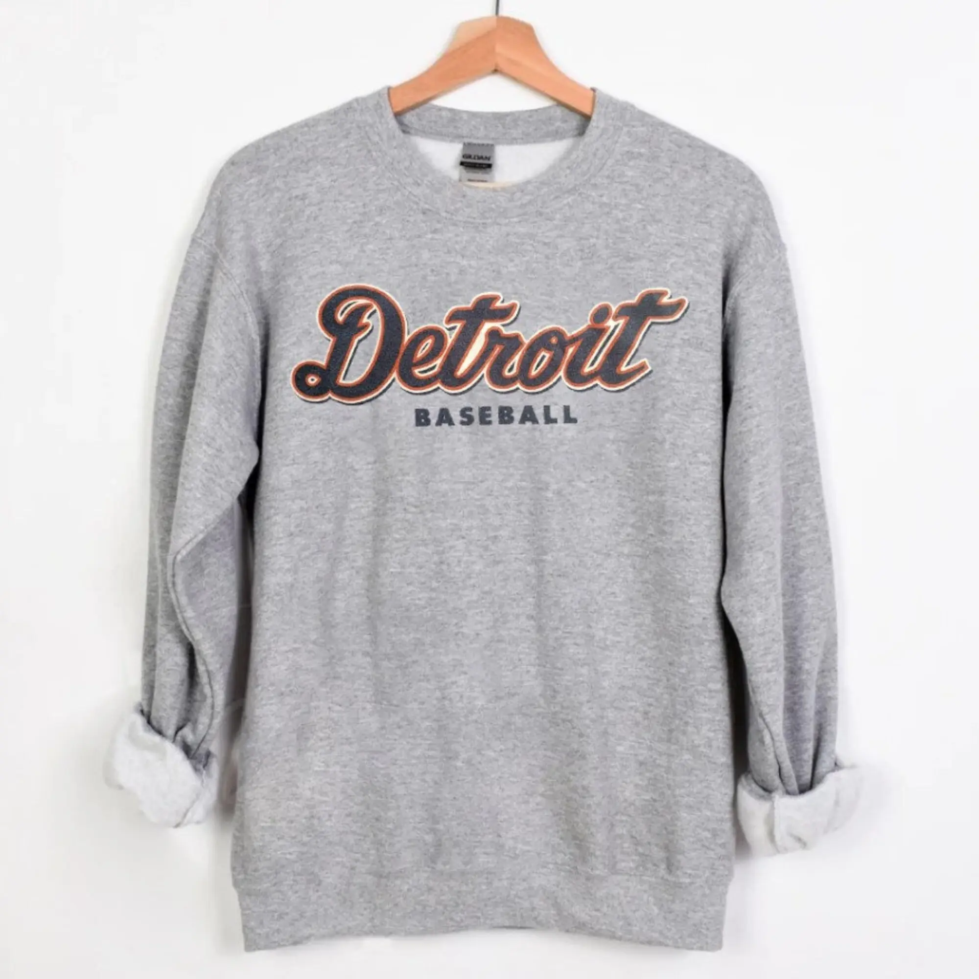 Vintage Detroit Baseball Typography Sport Grey Sweatshirt, Detroit Baseball Team Mascot Retro Shirt, American Baseball Sweater, For Fans nct7wszobikr