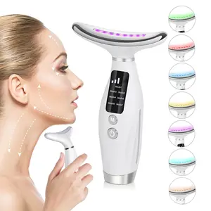 Seven-in-one facial and neck massage beauty instrument, Facial beauty machine, 7 adjustable modes - vibration and heating technology, USB charging, anti-wrinkle facial massager, an ideal gift for women, ergonomic design
