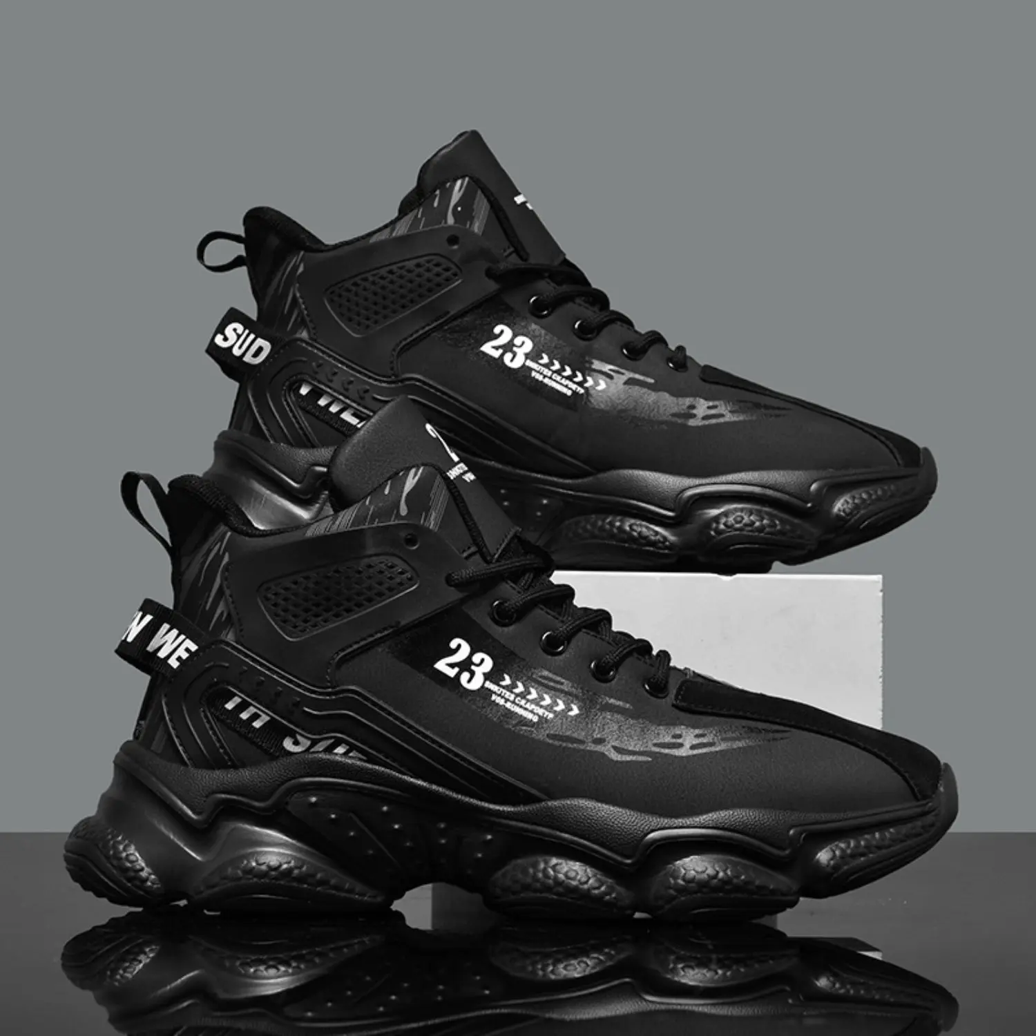 Bdhjydb Men'S High-Top Sneakers, Adaptable Athletic Footwear, Casual Basketball Kicks, Height-Boosting Shoes For, Suitable for Everyday Travel, Comfortable And Airy, Perfect for Dates And Parties, Versatile for Sports Events