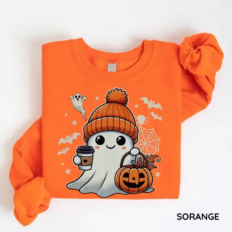 Halloween Ghost Sweatshirt, Cute Ghost Crewneck, Spooky Season Sweatshirt, Funny Ghost Graphic Pullover, Cute Fall Sweatshirt for Women