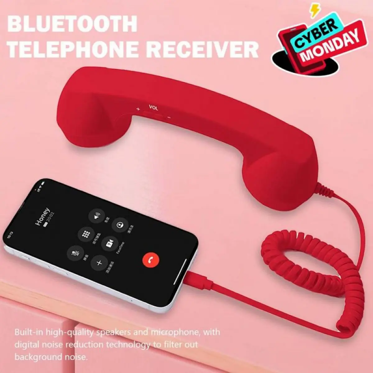 Retro Type-C Straight Plug External Call Handset - C-Style No Conversion Needed, Mute Function, Ergonomic Design, Portable Mini Audio Headset, Vibrant Colors, Black Option, Camping Essentials