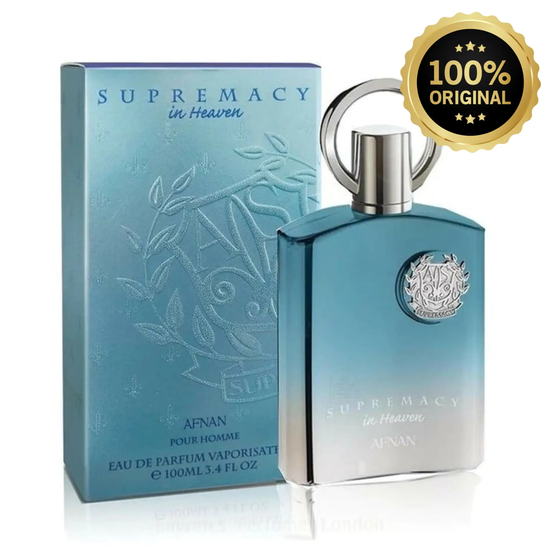 Afnan Supremacy In Heaven Eau de Parfum for Men, Citrusy Musky Scent with Notes of Green Tea & Sandalwood, 3.4 oz / 100 mL Fragrance Spray, Single Item, Woody, Fragrances, Men's Cologne, 3 To 3.9 Fl Oz, All Seasons, Edp, Bottle, Floral, Fresh, Fruity, Jas
