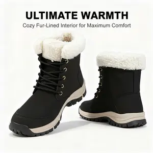 Women's Ultimate Warmth Waterproof Snow Boots - Premium Faux Fur Lined Winter Boots with Anti-Slip Traction Sole - Insulated Comfort Ankle Boots for Extreme Cold Weather, Outdoor  Leather-Look Design, Memory Foam Insole Girl Shoe Footwear Nail