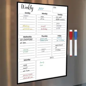 Magnetic Weekly Calendar, 1 Count Meal Wall Planner with 2counts Marker, Vertical Magnetic Dry Erase Board for Fridge