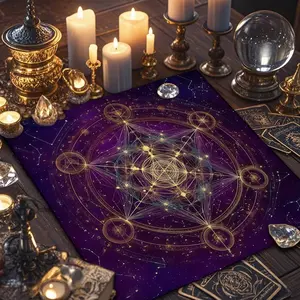 1 Piece 6-pointed star array decorative tarot tablecloth, tarot card reading cloth, polyester altar decoration cloth, Rectangle tablecloth, for Tarot enthusiasts to use in Tarot astrology ceremonies, party games and event supplies.