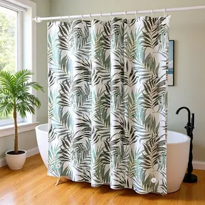 Bamboo Leaf Shower Curtain Liner, Peva Waterproof Bathroom Accessory, Bathroom Supplies, Shower Essentials, Durable & Stylish Design, Easy Installation, Perfect for Modern Bathrooms