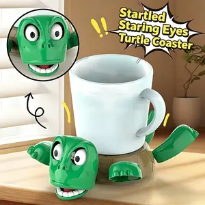 Funny Squishy Turtle Cup Mat, Novelty Press Eyes Pop Up Tortoise Coaster Desk Decor