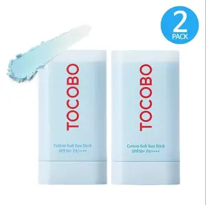 (2 Pack) TOCOBO - Cotton Soft Airy Sun Stick (Broad Spectrum / SPF50+ PA++++) Smooth Invisible Matte Finish 19g x 2Pack Facial Skincare Sunscreen Vegan & SOOTHING KOREAN SUN STICK