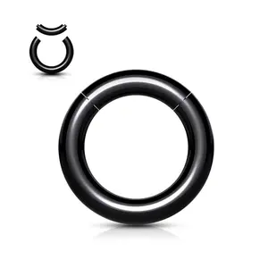 Pair Black Acrylic Segment Rings Captive Bead Body Jewelry