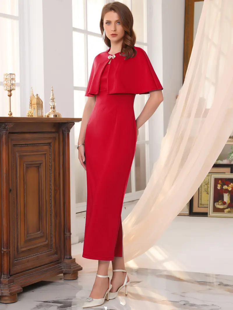 red elegant dresses for wedding guests Wedding Guest Dress With Pockets | Lace Bodice Dress for Women
