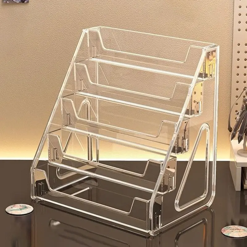 5-Tier Bookmark Display Stand with Tiered Dust-Proof Storage, Clear Dessert Rack, Cupcake Display Stands, Ideal for Bakers, Vendors & Cupcake Pastry Storage; Portable Sticker Holder, Transparent Display Shelf for Greeting Cards, Postcards & Brochures