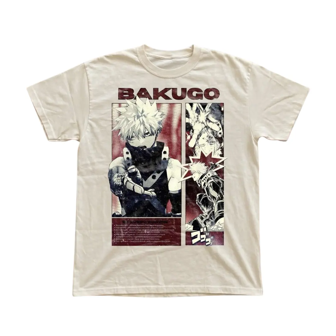 Gildan Men's Women's T-shirt, Bakugo T-shirt, My Hero Academia Vintage Graphic Tees, Anime Manga Shirt, Anime Lover, Y2k Gothic Grunge Emo Scene Amity Affliction, Menswear Womenswear Top Streetwear Crewneck Fit Minimalist