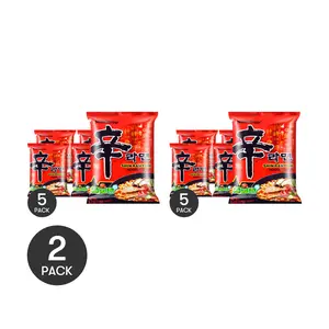 NONGSHIM Spicy Shin Ramyeon Instant Noodles - 2 Pack (120g each) - 5 Servings Value Pack