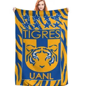 Cozy Flannel Blanket with Universidad de Nuevo Leon Tigers Logo – Soft, Washable, All-Season Throw for Bed, Sofa, Travel & Camping – Perfect Gift for Halloween & Christmas, Bed And Sofa Throw Contemporary Blanket Durable Comfort