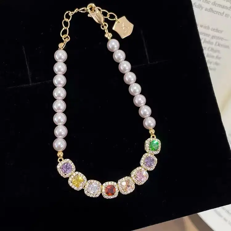 S027 Shiny Cubic Zirconia Bracelet Luxury Adjustable Zircon Link Bracelet for Women Daily Jewelry