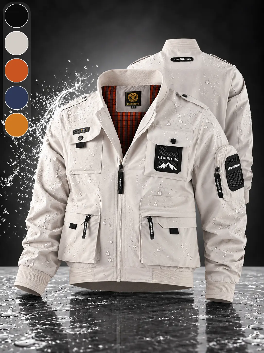 Men's Rugged Work Gear Multi Pocket Bomber Jacket, Baseball Collar Utility Workwear Coat, Zip Up Tactical Style Cargo Jacket, Casual Outdoor Streetwear Windbreaker for Fall Winter Everyday Casual Wear