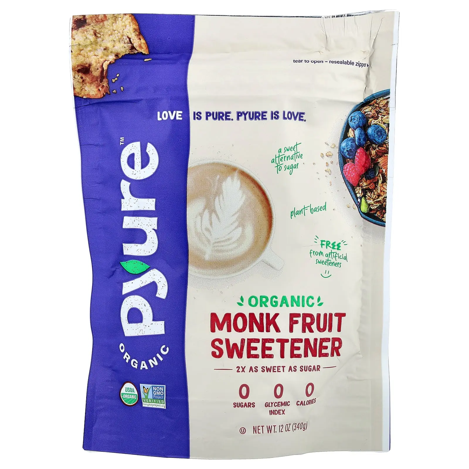 Pyure Organic Monk Fruit Sweetener, 12 oz (340 g)