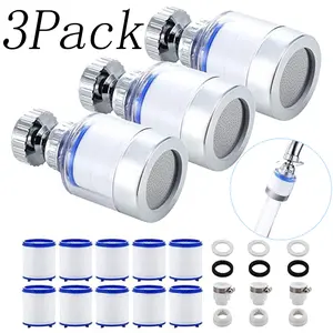 3 Pack Kitchen Sink Faucet Filter,Faucet Water Filter-Removes Chlorine Fluoride Heavy Metals Hard Water,Universal 360 ° Rotating Bathroom Sink Filter,for Home Kitchen