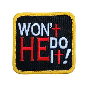 Patch Party Club, 1-pc, "Won't He Do It!" Statement Patch, Iron-on Embroidered Patch Badge, Cool Patches, DIY, Jacket Patch, 3", Small, Colorful Patch