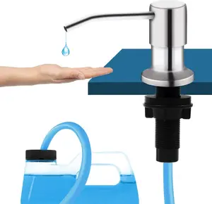 Kitchen Sink Soap Dispenser with 47 Inch Extension Tube in Brushed Nickel Finish