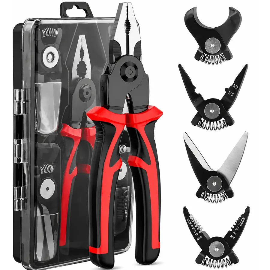 5 In 1 Tools ltifunctional Interchangeable Plier Set Wire Stripper Crimping Tool   Electrician , and Linesman Pliers  In One Kit with Storage Case