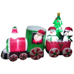 Northlight 8' Inflatable Santa & Friends Train Outdoor Decor