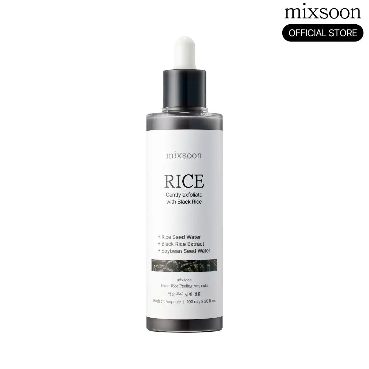 [mixsoon] Black Rice Peeling Ampoule 100ml – Gentle Exfoliating Serum with Black Rice Extract for Smooth, Clear & Radiant Glass Skin