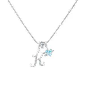 Best Friend Series Blue Ocean Sweet Love Heart  Letter Necklace Jewelry