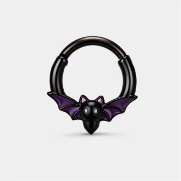 Oufer 16G Bat Shape Septum Ring - Cute Animal Halloween Body Jewelry, Nose Jewelry for Septum Piercing, Nose Rings Studs Alternative