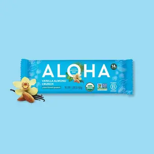 ALOHA - Vanilla Almond Crunch - Protein Bars - 12-count - 14g of plant-based protein - 3g of sugar