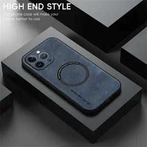 Fin For iPhone Series Magnetic Sheepskin Leather Case For iPhone 16 Pro Max 15 14 13 12 11 16 Pro Max X XS MAX XR Cases For Magsafe Luxury Back Cover