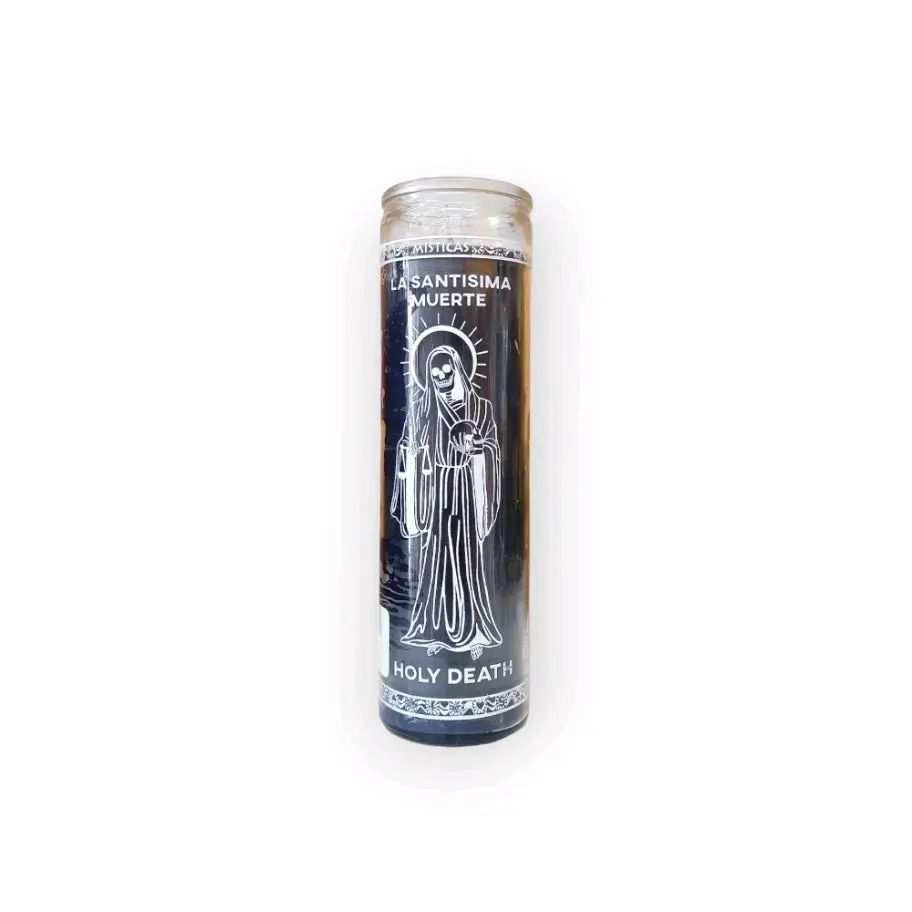 Santa Muerte Black Wax Candle - Paraffin-Free Household Home Decor Veladora, Create Protective Barrier, Enhance Inner Strength, Neutralize Harmful Influences Tool for Meditation, Black Candle