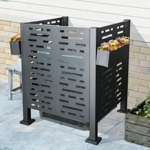 3FTx3FT Air Conditioner Fence for Outdoor Units,Metal Privacy Fence Panels Cover, Perfect to Conceal Air Conditioning Units security  fence keter  signature  collection, Galvanized Steel, Privacy Panel