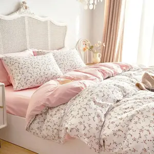 Luxury Coquette Aesthetic Pink Floral Duvet Cover Set, Ultra Soft Breathable 3 Piece Bedding, Cute Cottagecore Bedroom Decor for Women, Queen Size Comfy Bed Sets