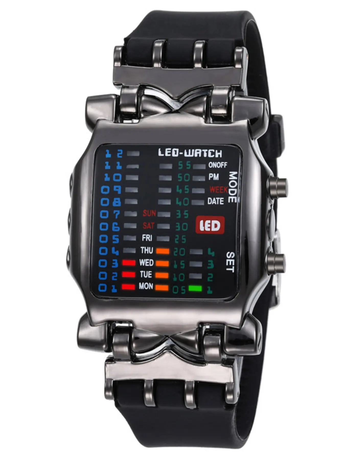 New Binary LED Watch, Trendy Fashion Creative Crab Electronic Watch for Men Women Teenagers, Digital Alloy Case, All Seasons