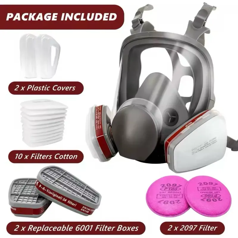 6800 Full Face Anti-Fog Gas Mask, Industrial Respirator for Painting Spraying Work, Dust-Proof Formaldehyde Protection Safety Filter