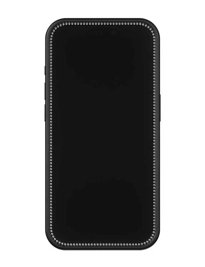 Mini Bling Screen Protector | Limited Edition Trendy iPhone Screen Privacy Protector | Raised Protective Black Bumper | Women Owned Small Business | Mini Bling Black Screen Cover Protector Privacy Pretty Studded | Camera Protectors | Gift for Her