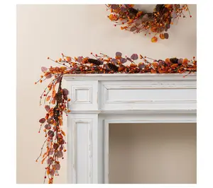 Glitzhome 6ft Fall Harvest Eucalyptus Berry Garland