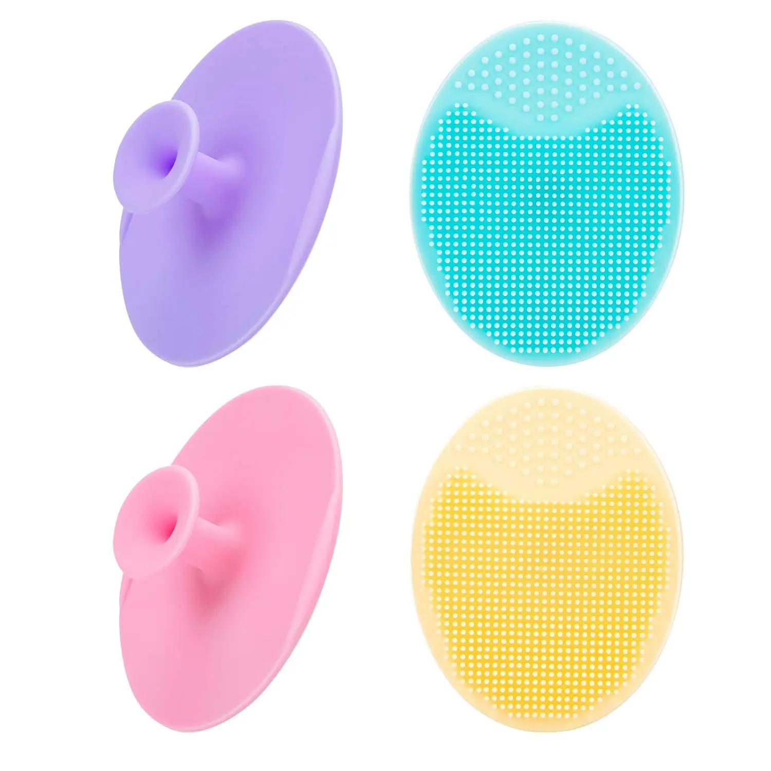 4 Pack Face Scrubber,Soft Silicone Facial Cleansing Brush Face Exfoliator Blackhead Acne Pore Pad Cradle Cap Face Wash Brush for Deep Cleaning Skin Care Clear Daily