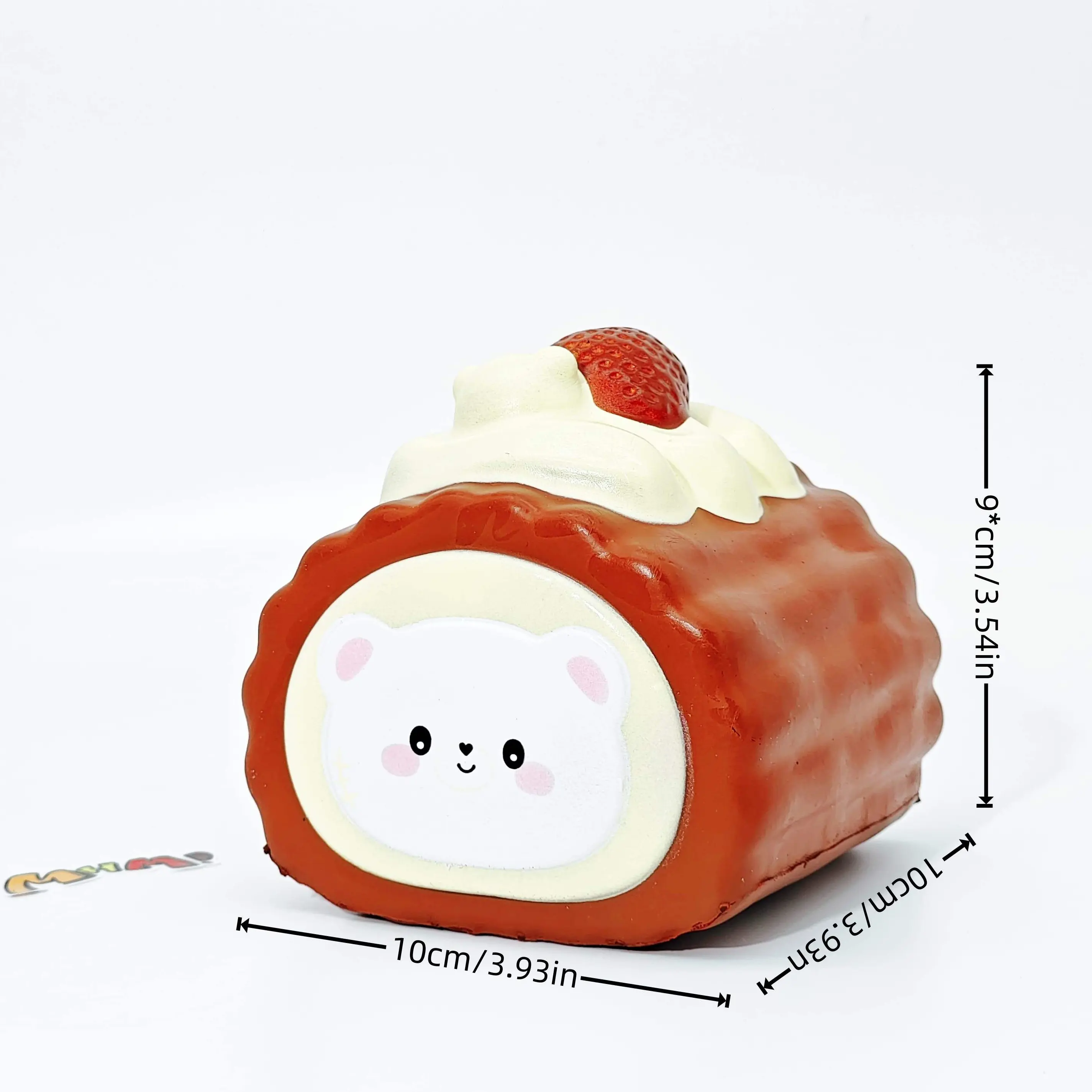 MHM Snow Bear Monster Peach Cake Roll Squishy Toy, Slow Rising Soft Foam Sensory Fidget Toy, Cute Dessert Gift
