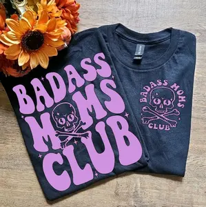 Bada$$ moms club trendy momlife skulls mama  motherhood trendy shirt