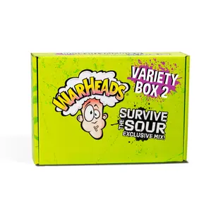 WARHEADS Survive The Sour Box - Pucker Pack = 6 Different Sour Levels Candies for Sour Seekers - Variety of sour, sweet, fruity candy