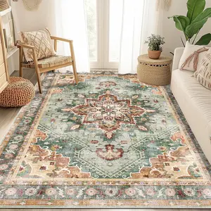 Vintage Floral Print Rug, Non-slip Washable Floor Mat, Decorative Carpet for Home Living Room Bedroom, Home Decor, Floral Area Rug