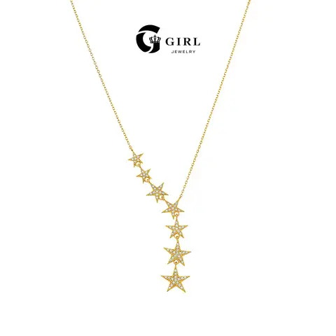 GGIRL Seven Star Artificial Zircon  Y-shaped 18K Gold Plated Necklace Hypoallergenic Shining Exquisite Choker Necklace For Women, Choker Jewelry, Gold Jewelry, Accessories For Women