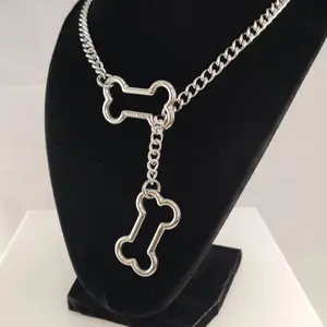 Doggy Bone Slip Chain- Necklace Stainless Steel Bone Charm Unisex Altcultures