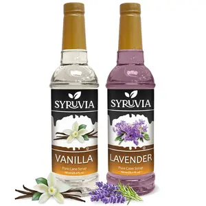 Syruvia Coffee Syrup Variety Pack – Vanilla & Lavender Syrups – 25.4 fl oz – Great for Iced Coffee, Lattes, Tea & More (2-Pack)