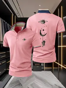 Men's short-sleeved polo shirt, suitable for casual daily wear. Made of breathable fabric, it is ideal for sports and outdoor activities. Stylish design, Classic Print